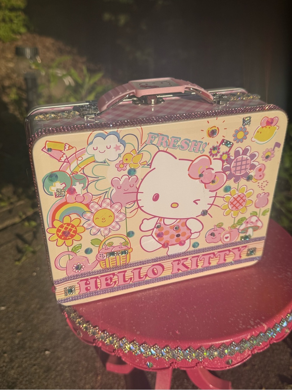 Hello Kitty lunchbox with hundreds of rhinestone accents glam sparkly NWT!!
